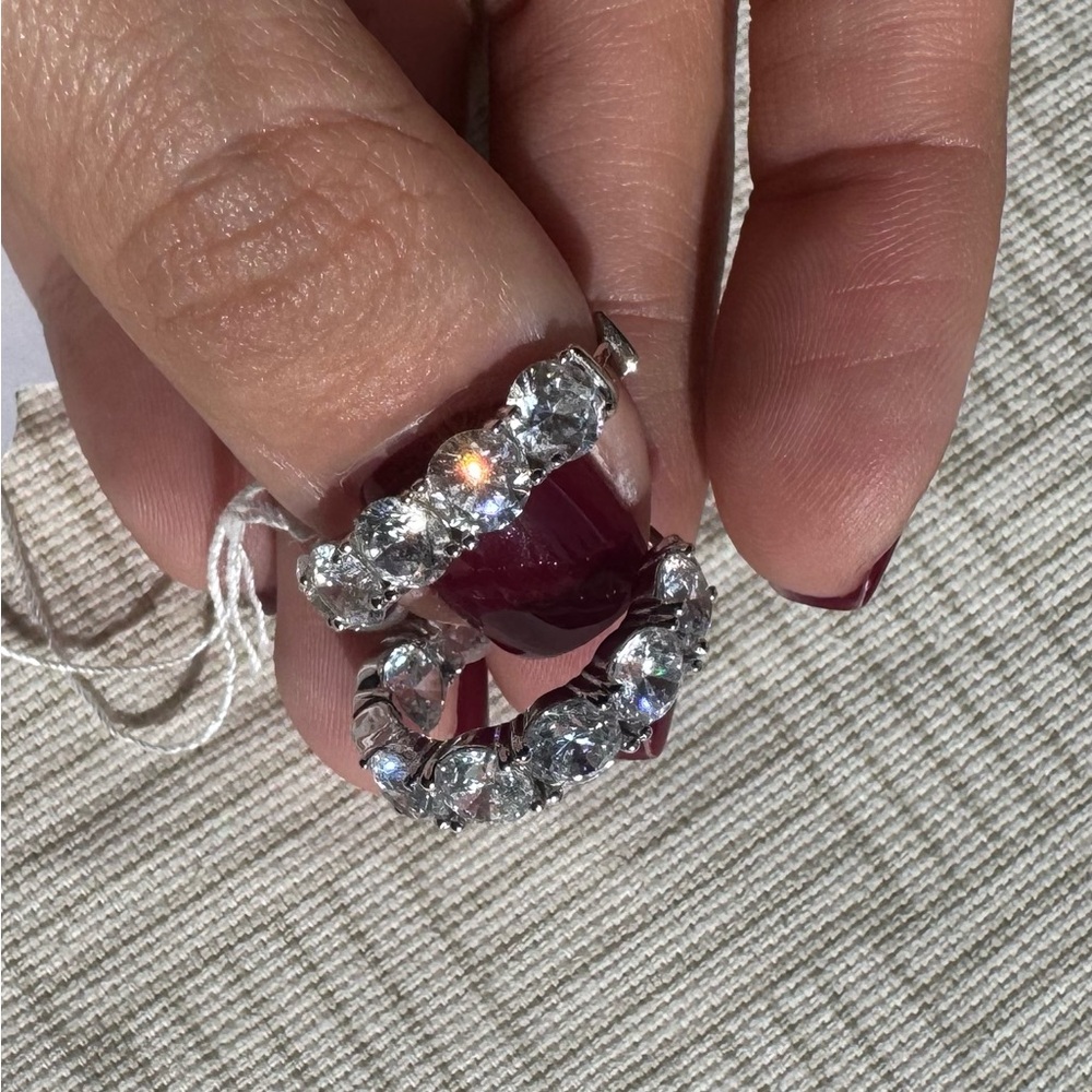 Crystal Hoop Earrings in Silver with a secure lock